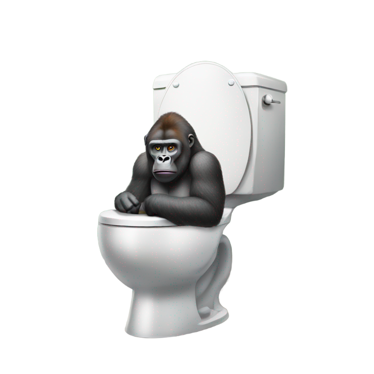 genmoji: Gorilla sitting on the toilet