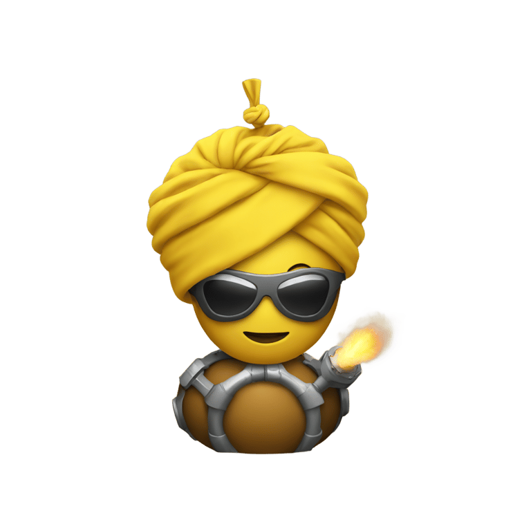 絵文字：Yellow emoji wearing turban holding bomb