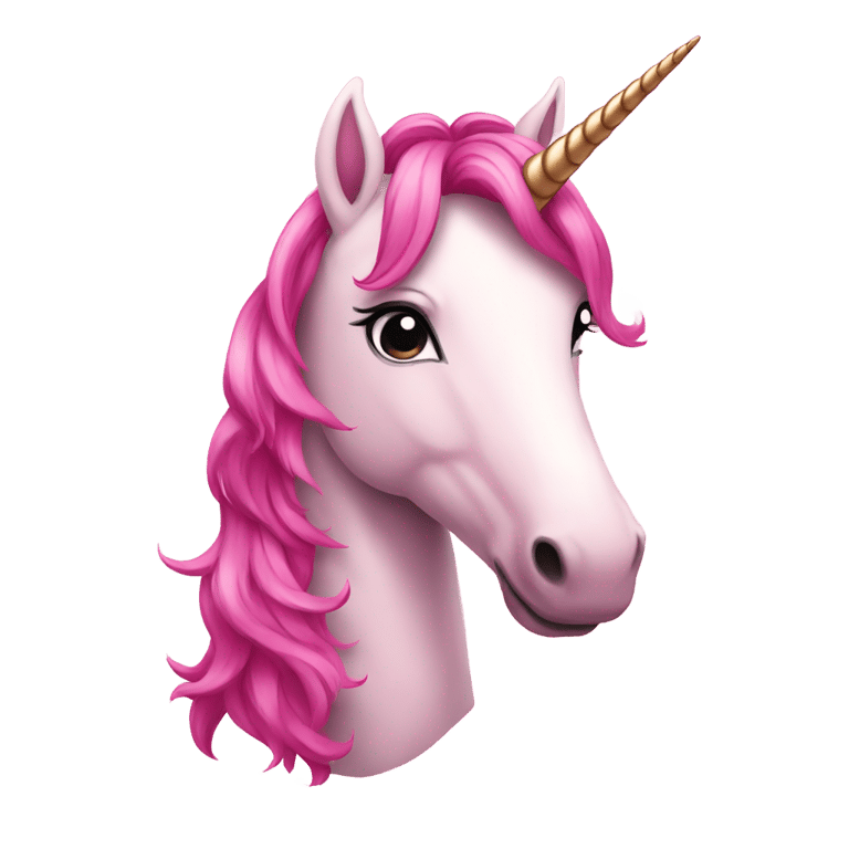 genmoji: pink unicorn with dark pink hair