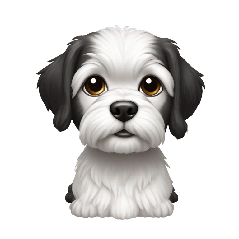 genmoji: crie um cachorro shitzu preto com apenas alguns detalhes em branco