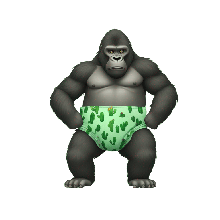 genmoji: big mok gorilla in a green cactus diaper