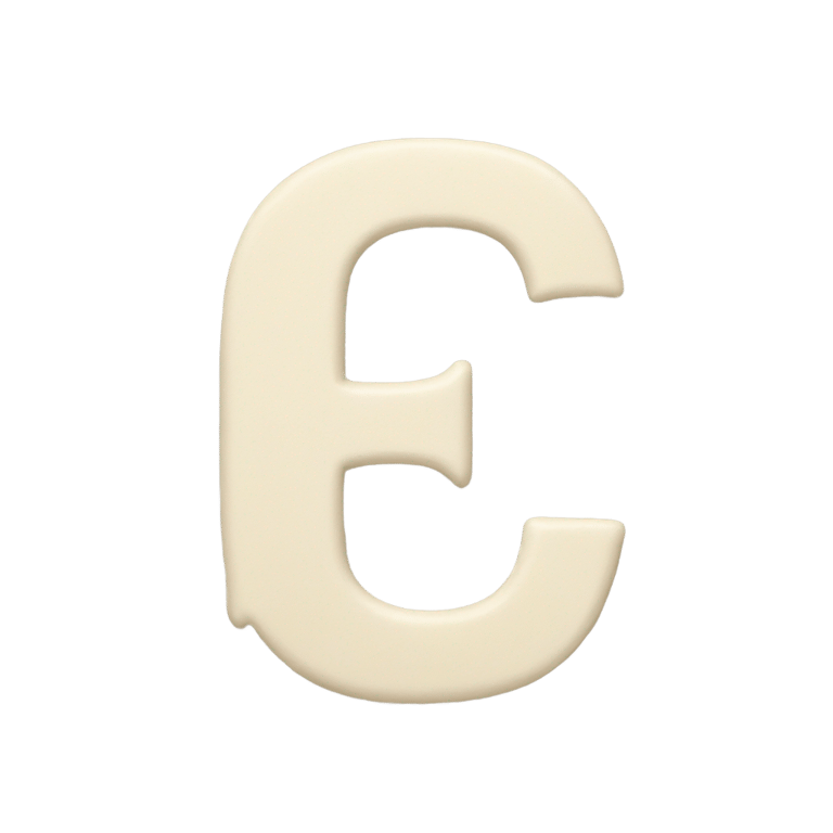 genmoji: Letter e made out of ecru paint