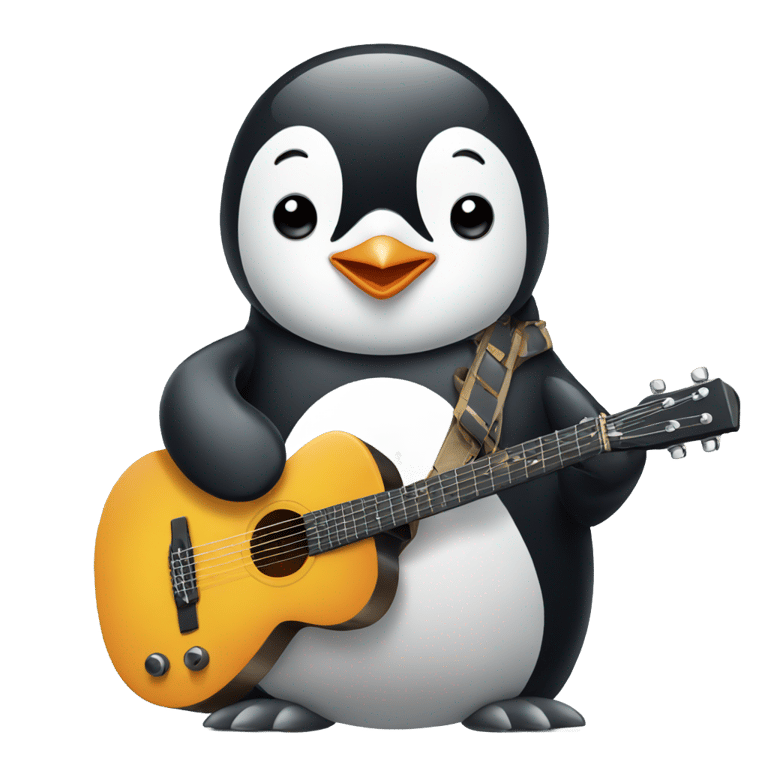 genmoji: A penguin playing guitar