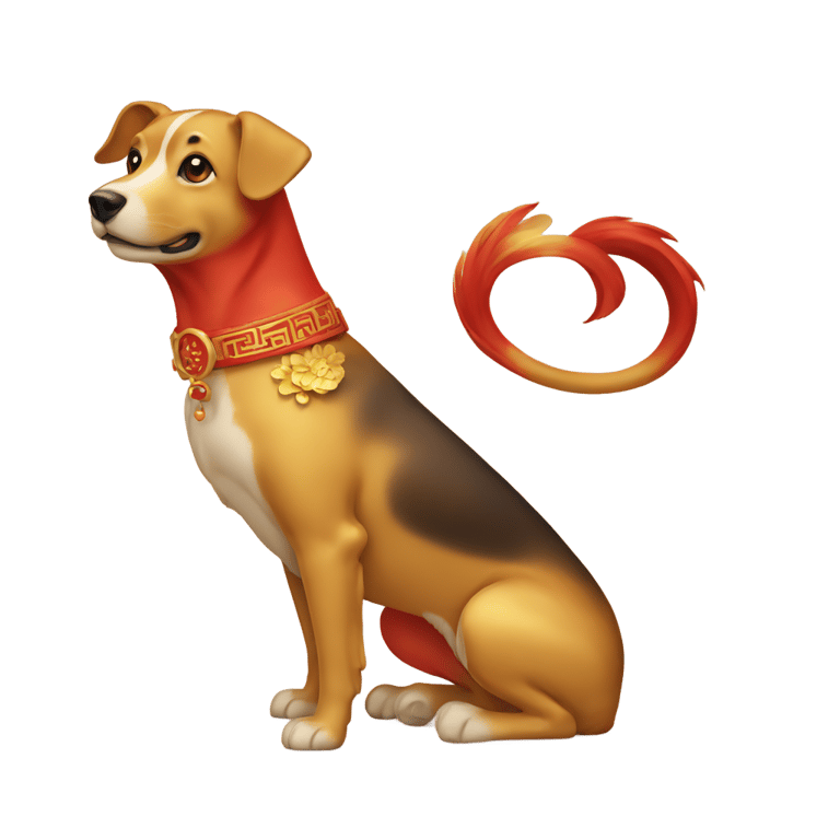 genmoji: A red and gold dog representing the Chinese zodiac