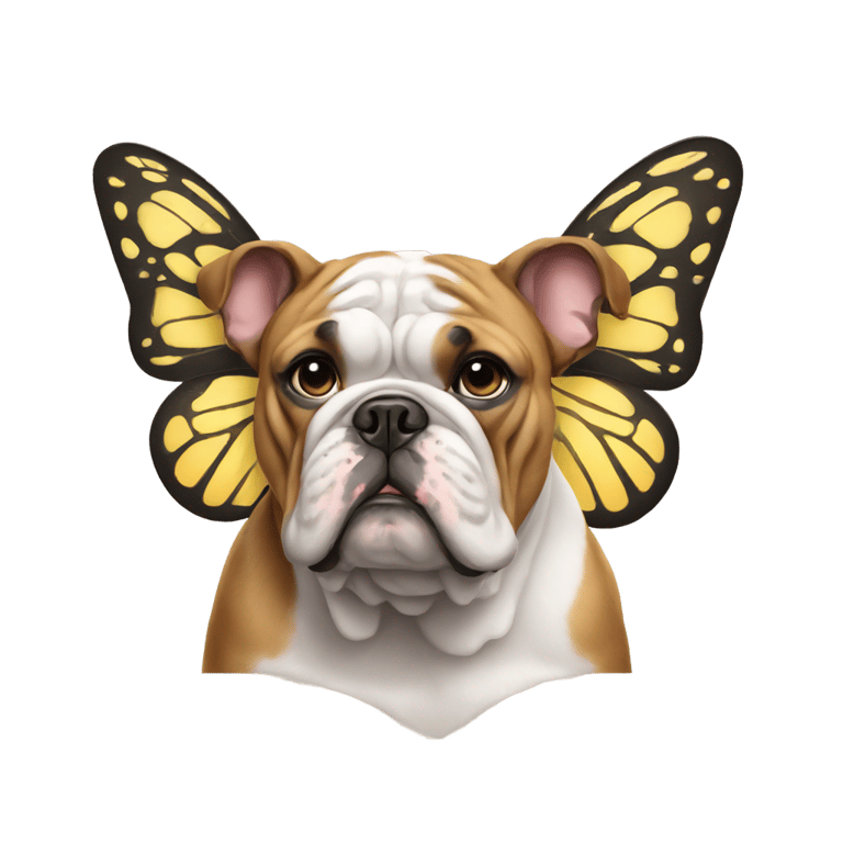 genmoji: a bulldog with butter fly wings