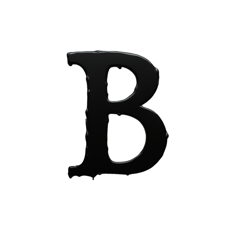 genmoji: Letter b made out of black paint