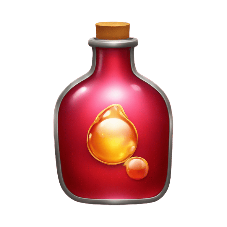 genmoji: A bottle of magic potion in a metallic red color