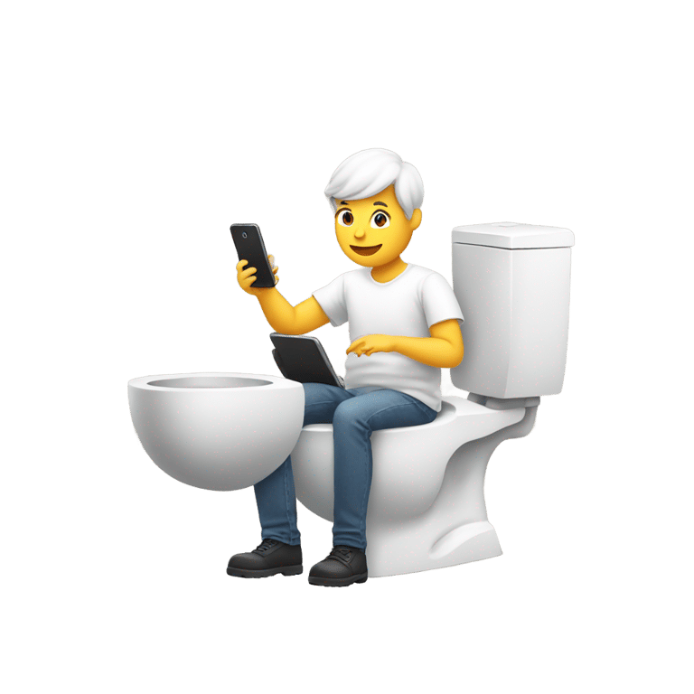 genmoji: Person on their phone sitting on toilet