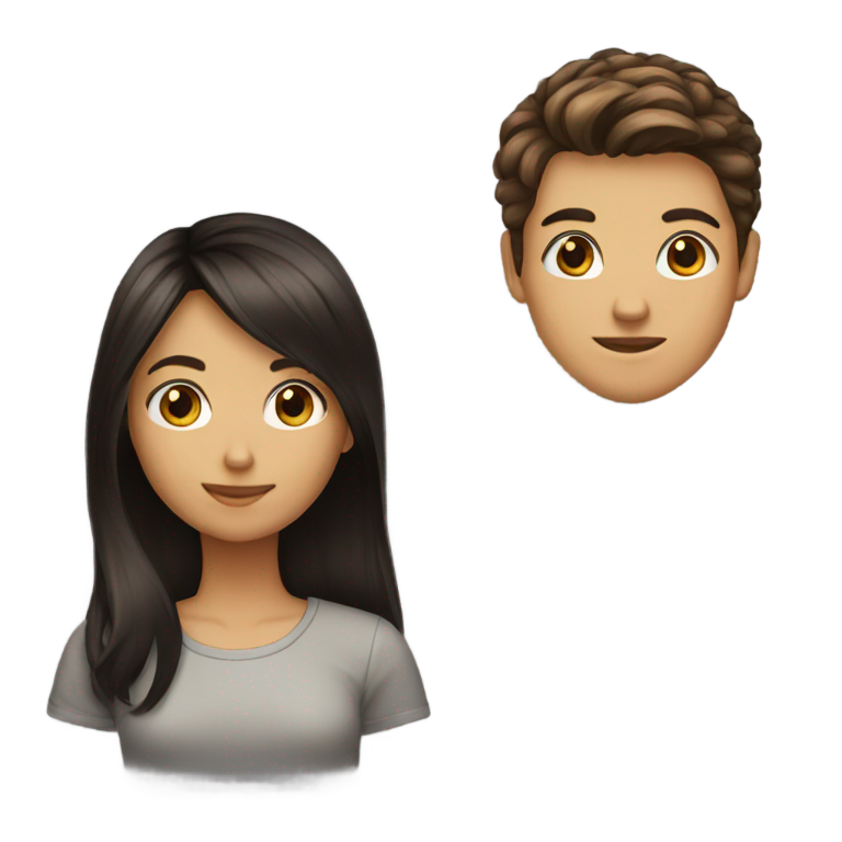 genmoji: A boy hair brown and a girl hair black