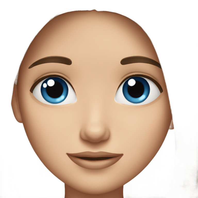 genmoji: girl with straight brown hair, blue eyes and long dark eyelashes