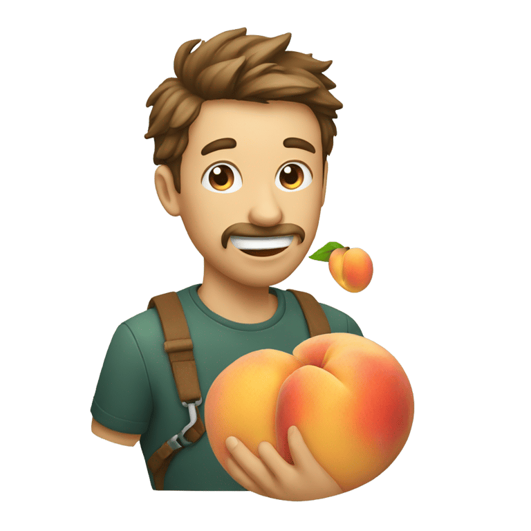 genmoji: Man biting a peach