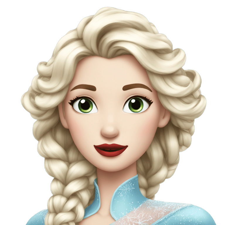 genmoji: Elsa open hairs red lip