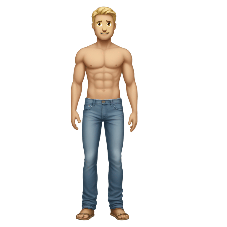 genmoji: white man jeans shirtless