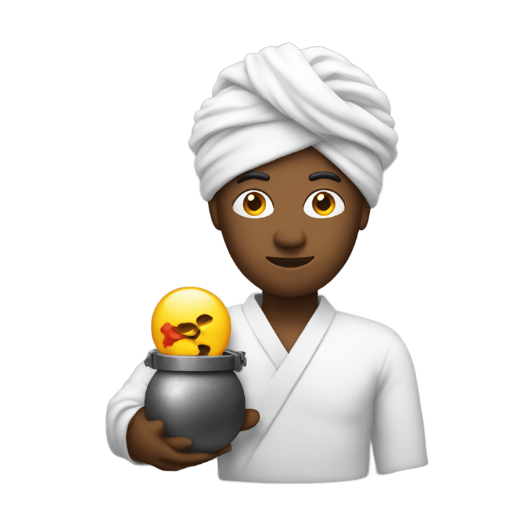 絵文字：Emoji in white turban holding bomb