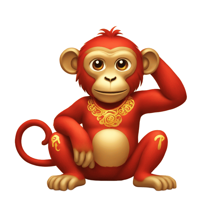 genmoji: A red and gold monkey representing the Chinese zodiac