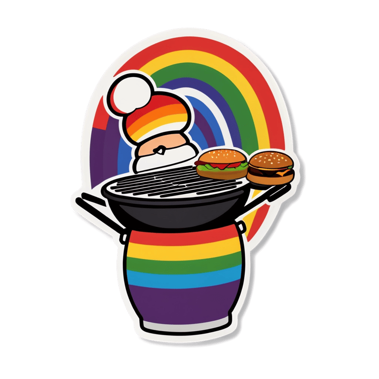 genmoji: Rainbow grilling lesbian with bun