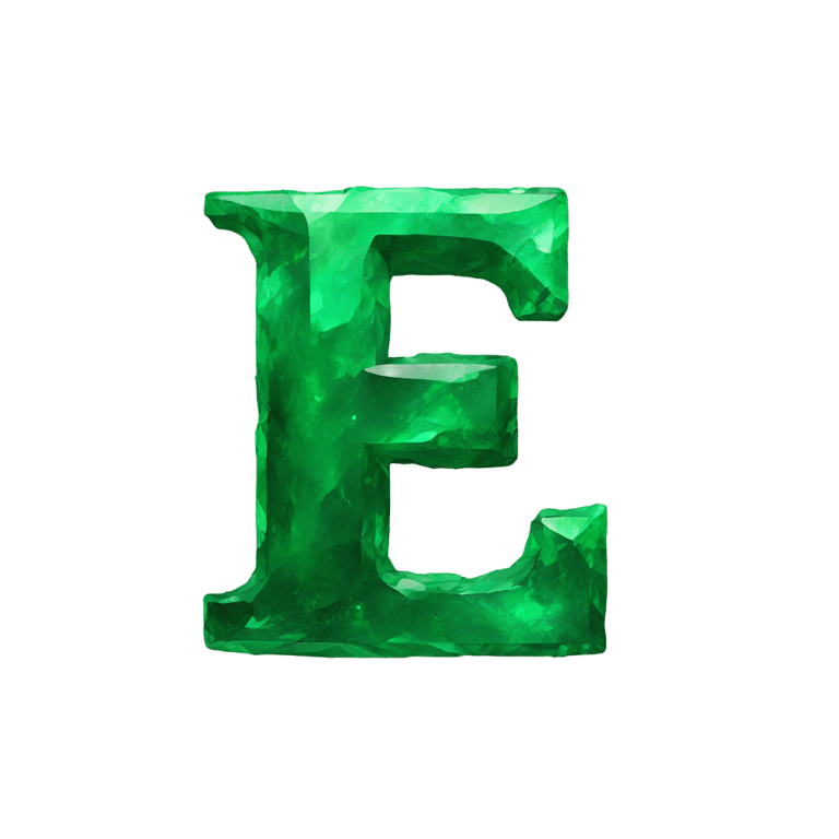 genmoji: Letter e made out of emerald paint