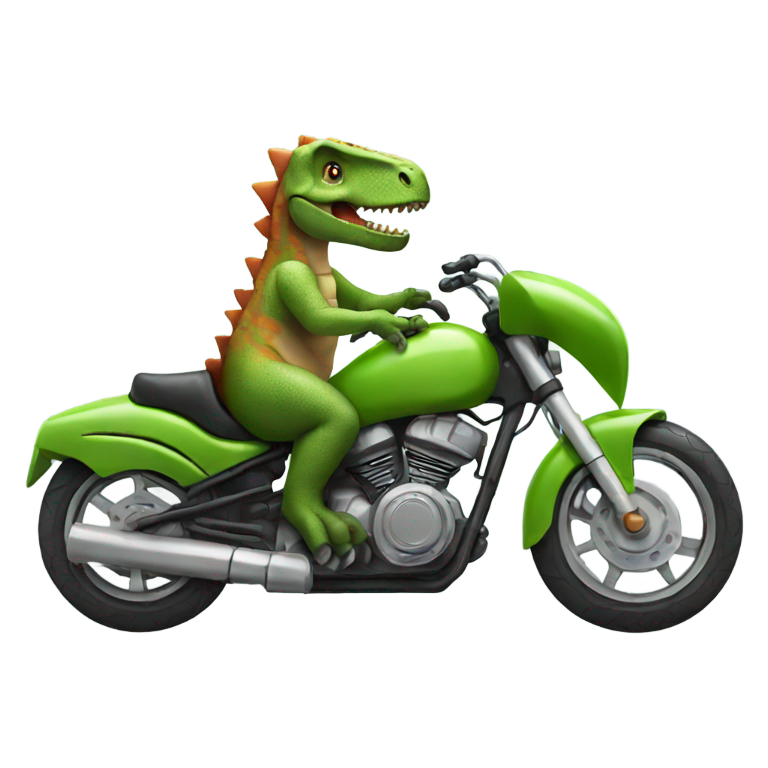 genmoji: Dinosaur on a motorbike