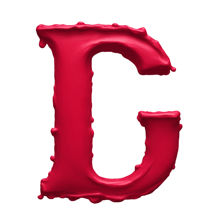 genmoji: Letter c made out of crimson paint