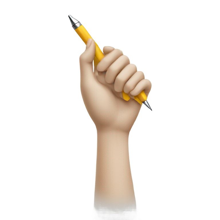 絵文字：義手がペンを握っている