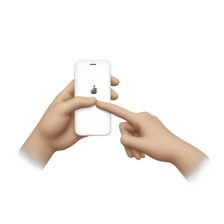 genmoji: One white hand having an Iphone into