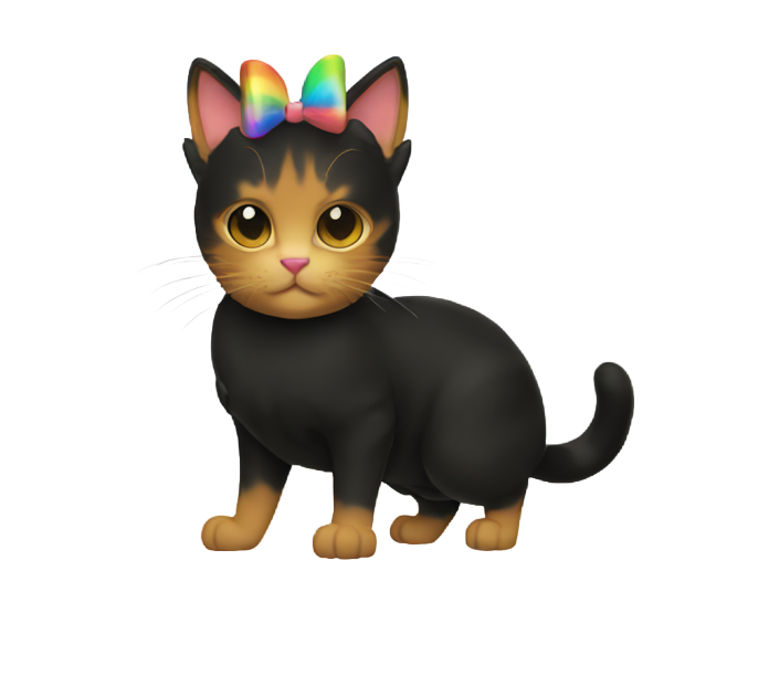 genmoji: Color this cat pink and add a rainbow