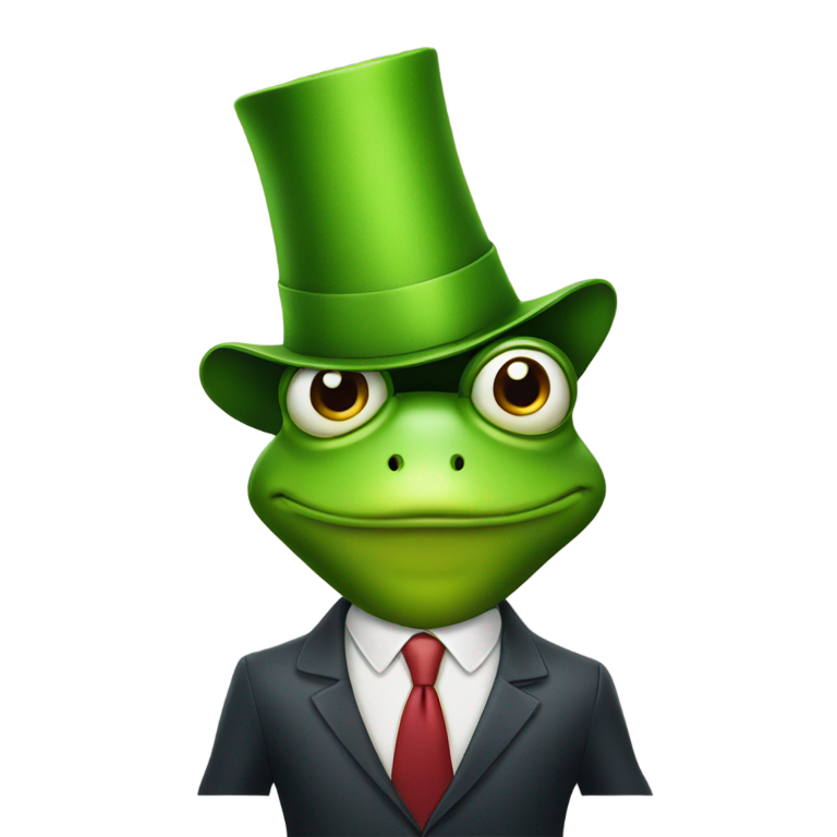 genmoji : Grenouille d'affaires sérieuse portant un chapeau d'anniversaire