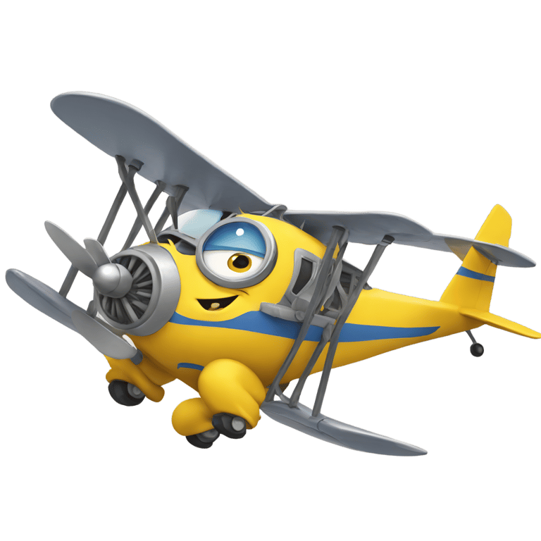 genmoji : minion flying a plane into a tower