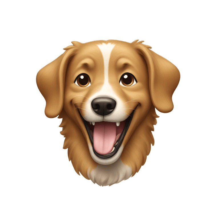 genmoji: a dog with a light brown coat laughing