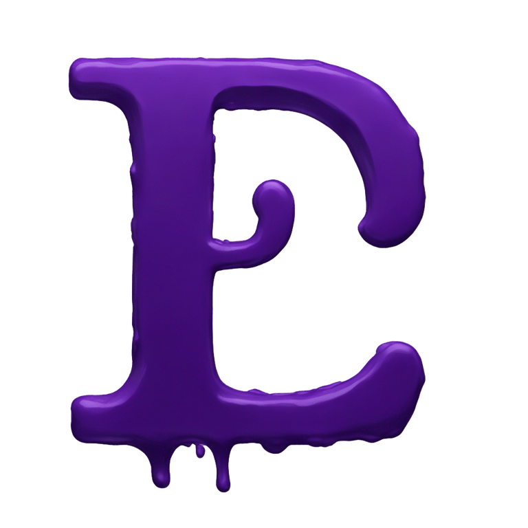 genmoji: Letter d made out of dark purple paint