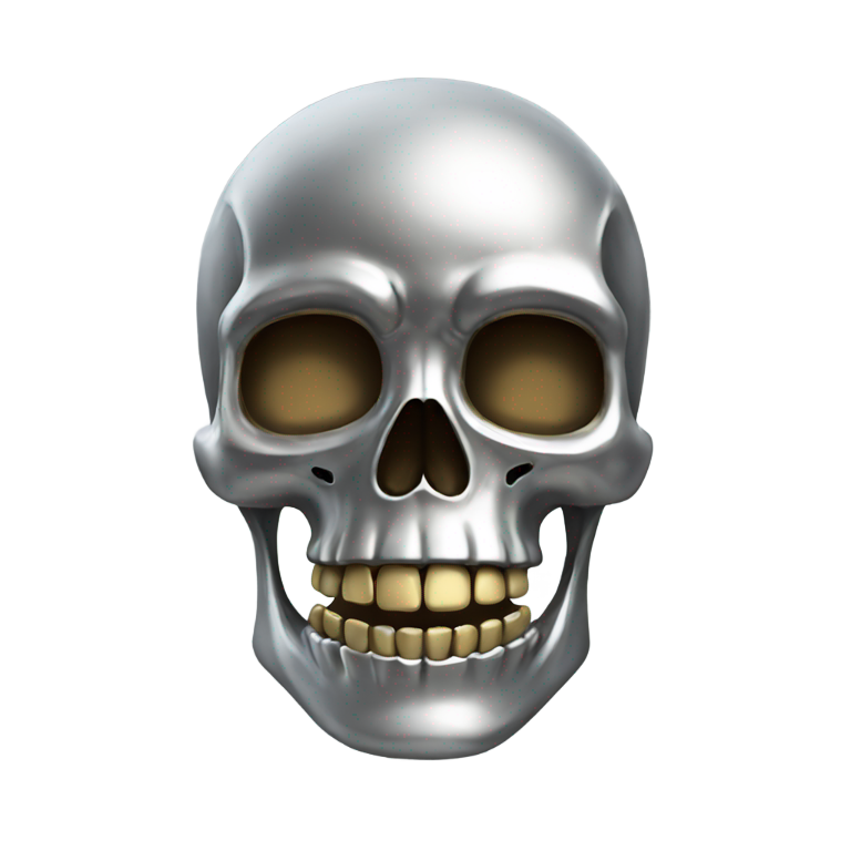 genmoji: Half skeleton made of Metal and Silver