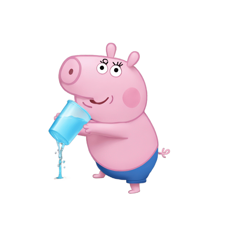 genmoji: Peppa pig drinking water from a muddy puddle in mexico