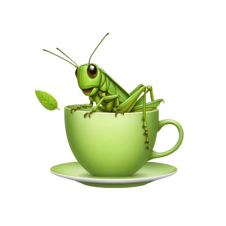 genmoji: Grasshopper in a cup of tea