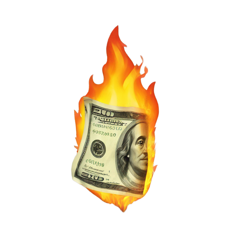 genmoji: money burn in fire