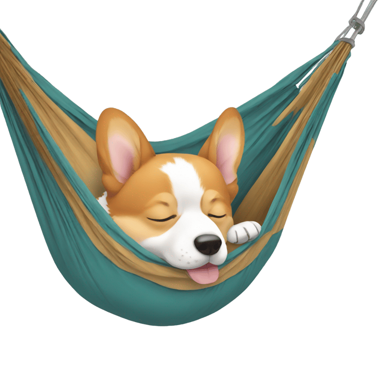 genmoji: A corgi sleeping in a hammock