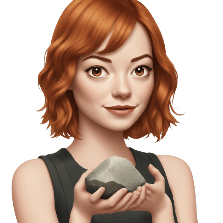 絵文字：emma stone holding a rock