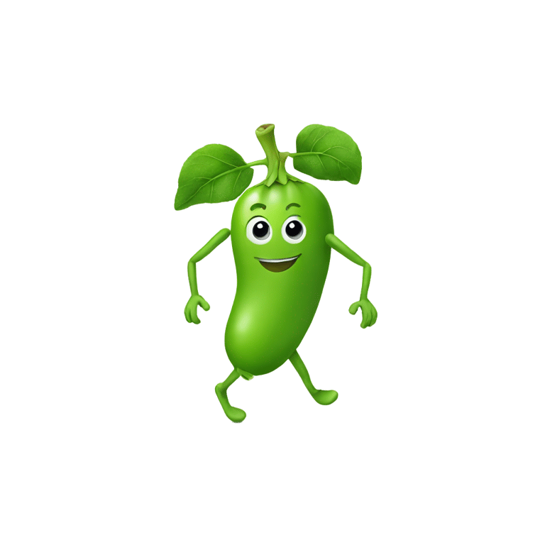 genmoji: A pea with arms legs and face