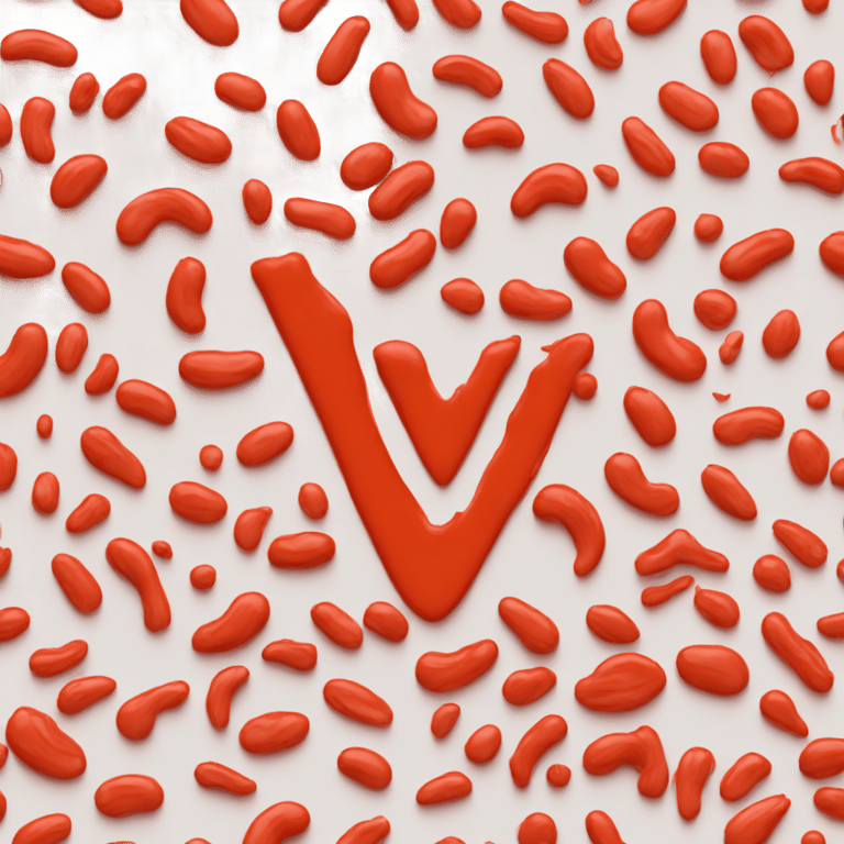 genmoji: Letter v made out of vermillion paint