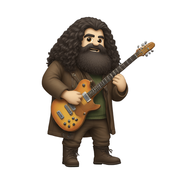 genmoji: hagrid playing an electric guitar