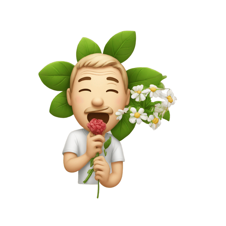 genmoji: A man licking a flower