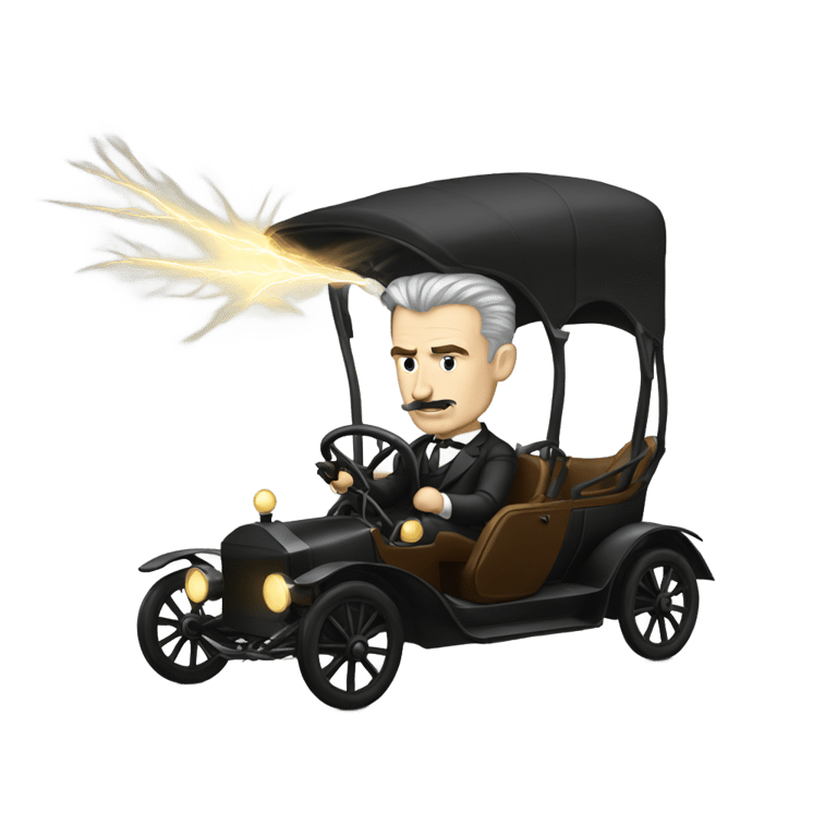 genmoji: Nikola Tesla Driving Tesla