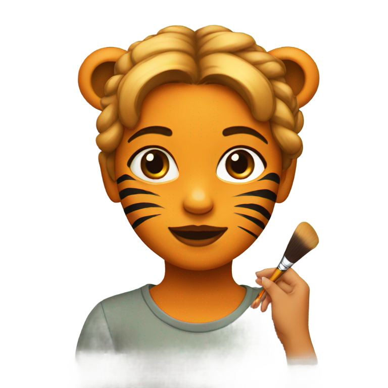 genmoji: girl painting her face like a  tiger