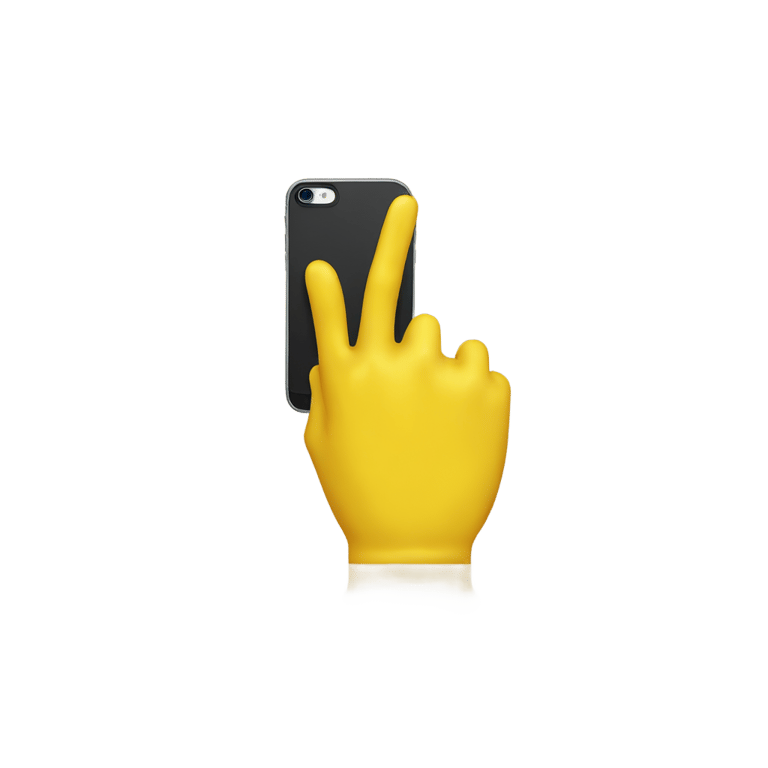 genmoji：一只黄色手拿着iPhone