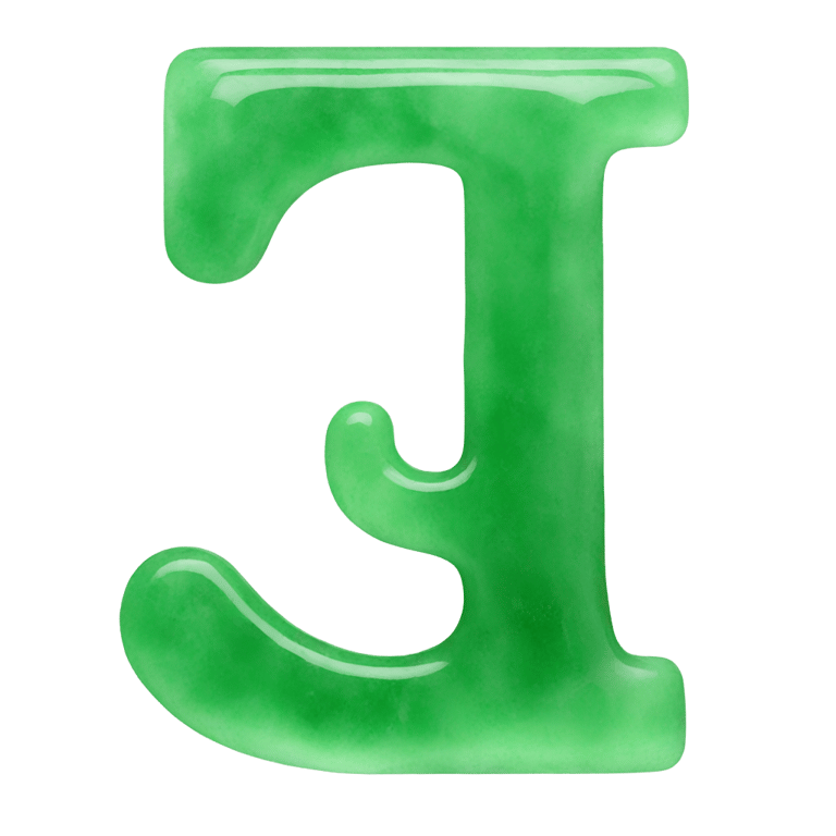 genmoji: Letter j made out of jade paint