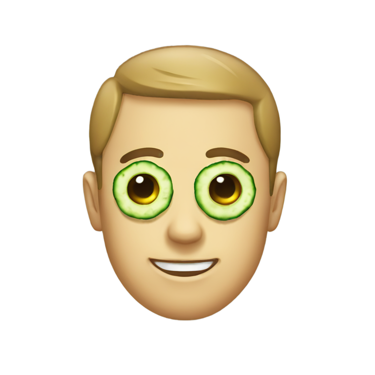genmoji : Émoji avec des concombres sur les yeux