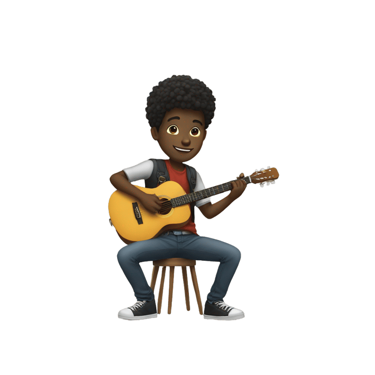 genmoji : A black boy playing guitar