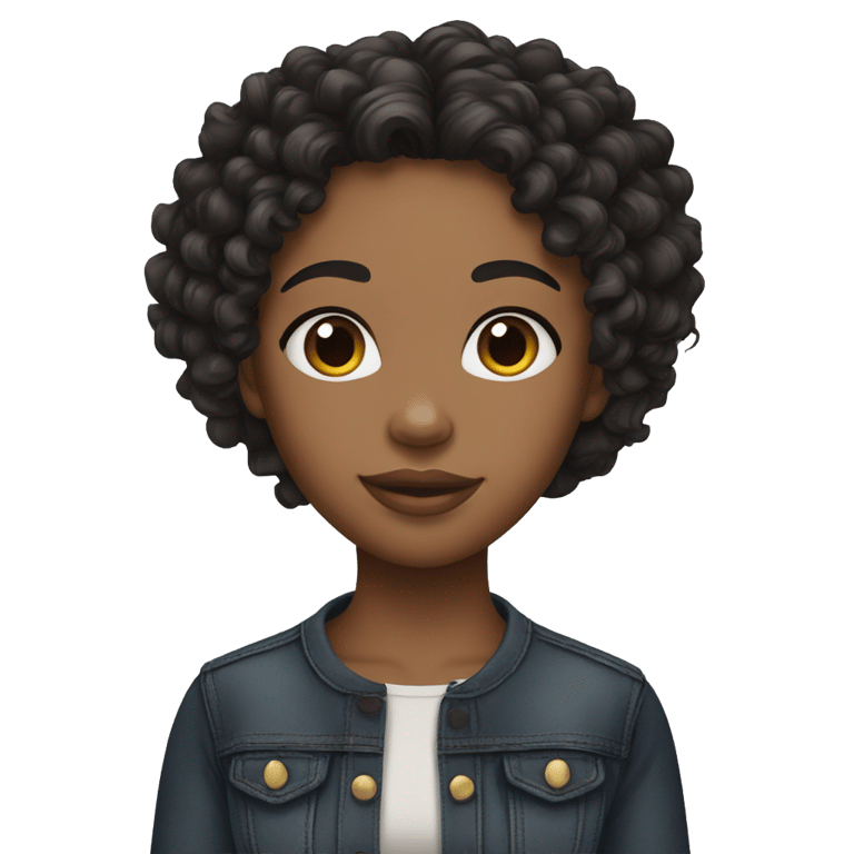 genmoji: african american girl withlong black curly hair