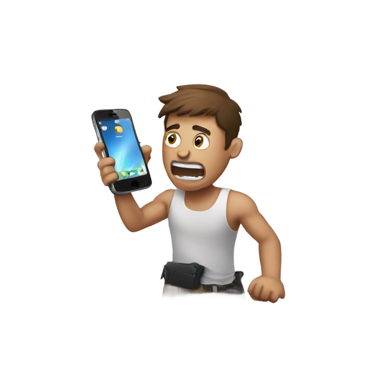 genmoji: Guy destroying his iphone