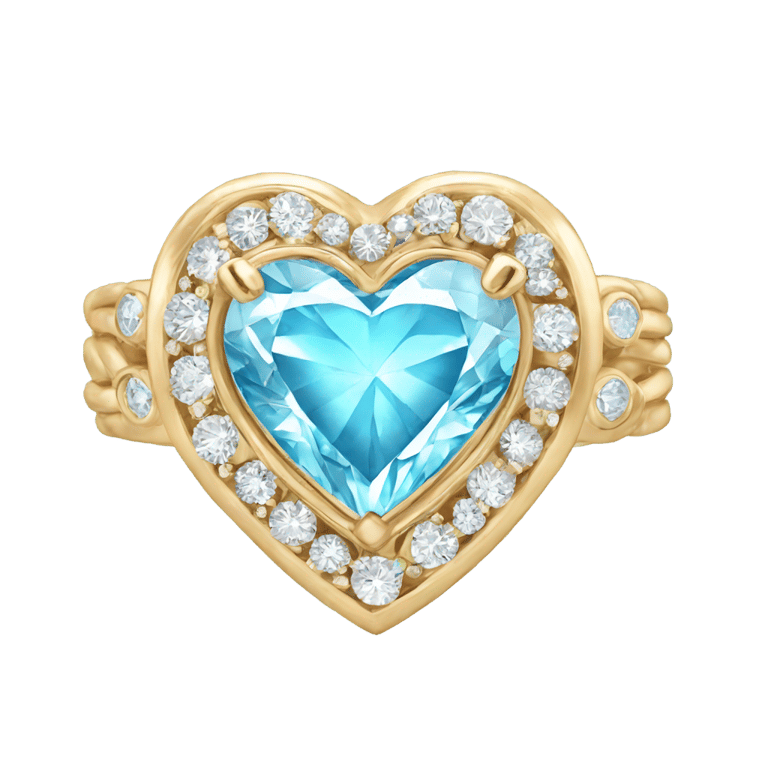 genmoji : Diamond ring light blue heart