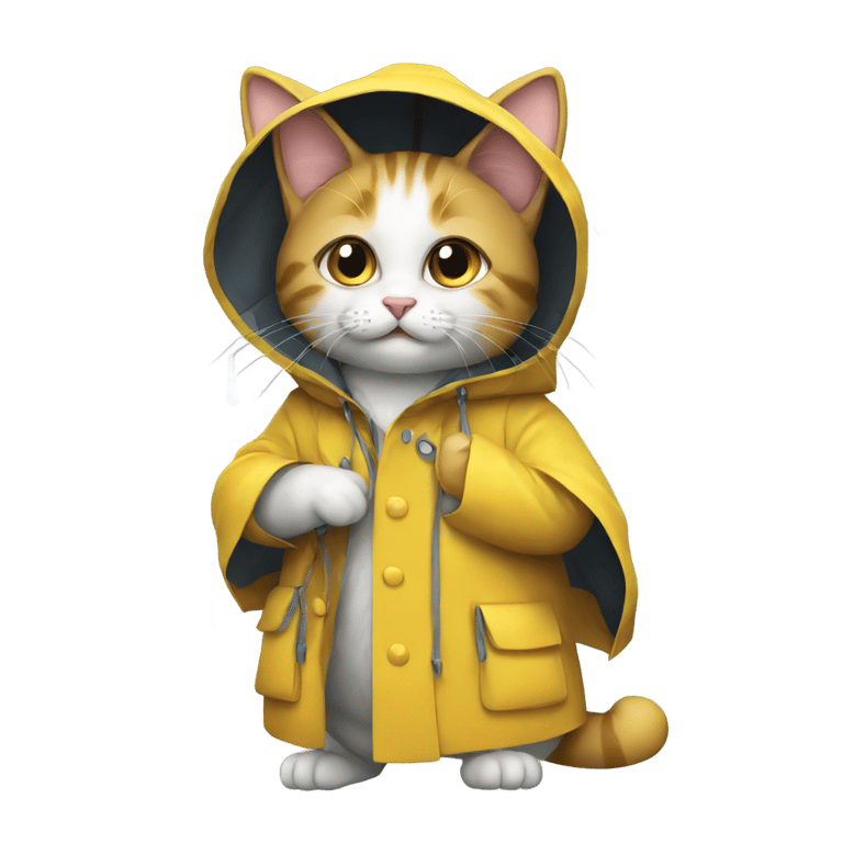 絵文字：a cat wearing a rain coat